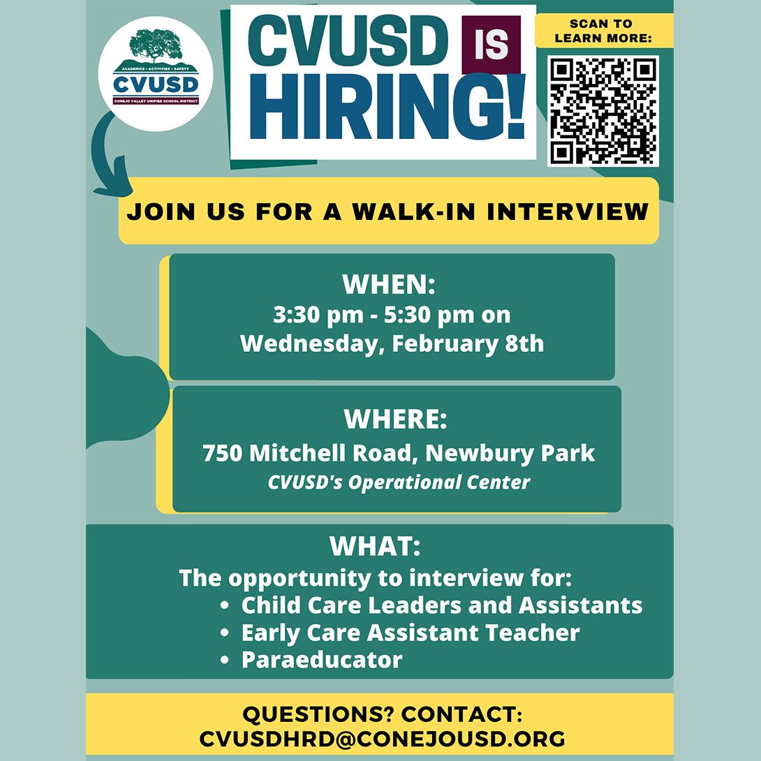  CVUSD is Hiring: Join Us for a Walk-In Interview!